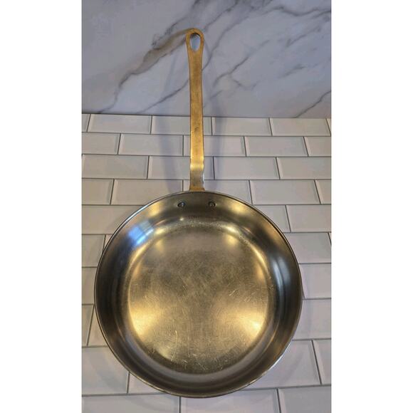 Tournus France Copper & Brass 9.75" x 2.75" Sauté/Sauce Pan 9" Handle EUC VTG - Picture 5 of 12